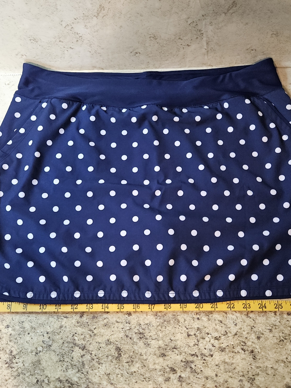 Lands' End Navy and White Polka Dot Swim Skirt